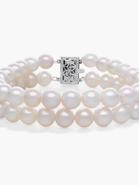 Blue Nile Double Strand Freshwater Cultured Pearl Bracelet In 14K White Gold
